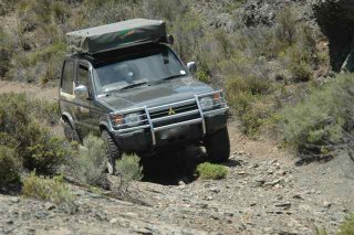 loose stone on the path, but reasonably solid footing for the 4x4s