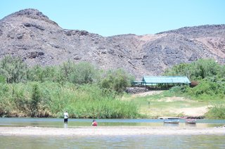 looking at campsite from sandbank