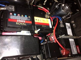 both batteries installed. Note circuit breaker In-line to the feed to the back.