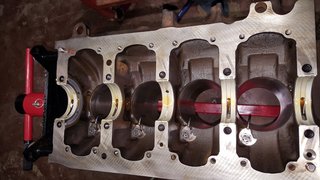 Main bearing with a coating of DELO400 prior to fitting the crank