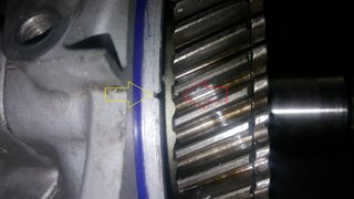 Injector pump timing marks.